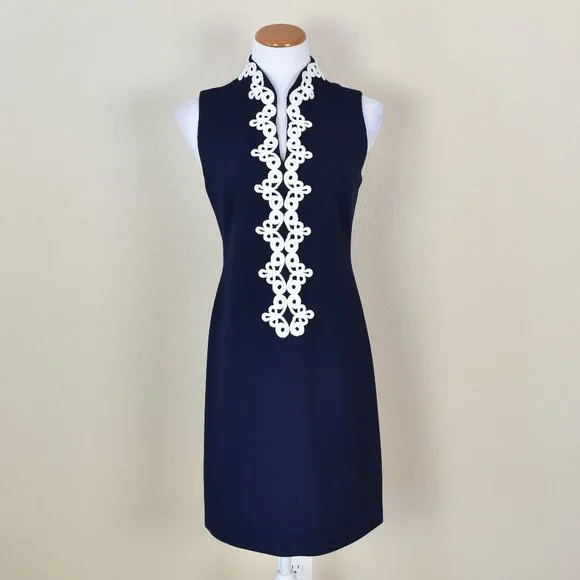 vince camuto embroidered dress Vince Camuto Embroidered Mesh Dress Blue Pink Womens 10Petite